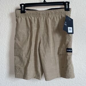 New Hurley Boys H20-Dri Cargo Walk Shorts Quick Dry Technology Brown Medium